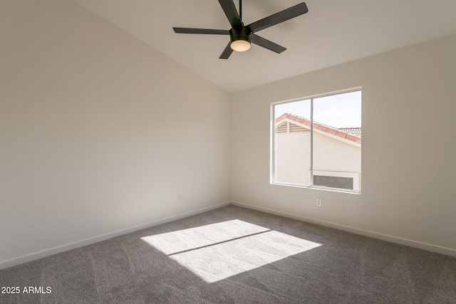 3837 E Windsong Dr, Phoenix, AZ 85048 - spare room featuring carpet flooring, lofted ceiling, ceiling fan, and baseboards