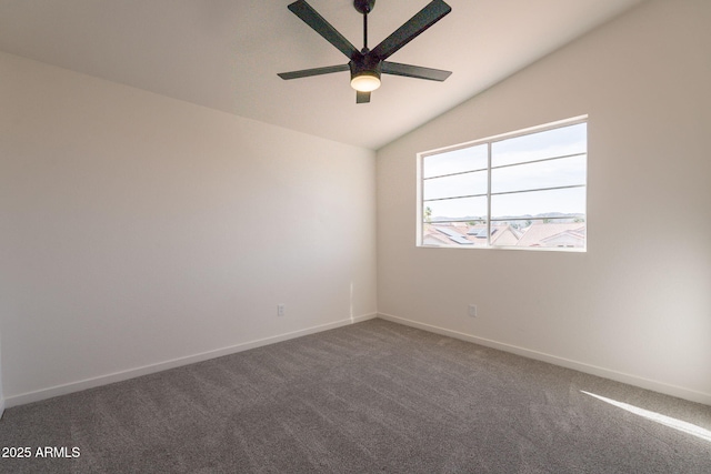 3837 E Windsong Dr, Phoenix, AZ 85048 - empty room featuring lofted ceiling, a ceiling fan, carpet floors, and baseboards