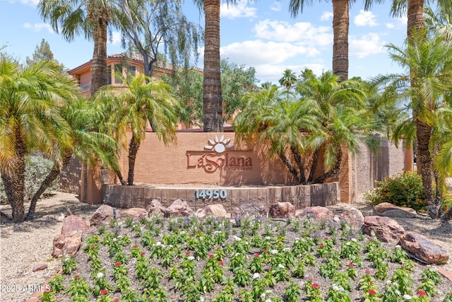 view of community sign