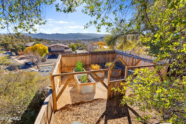 view of yard featuring a mountain view