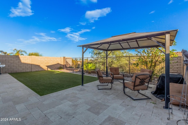 view of patio featuring a gazebo