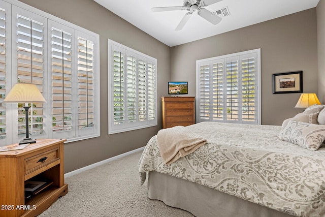 bedroom featuring carpet flooring and ceiling fan