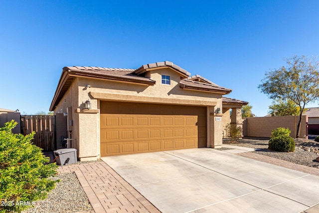 prairie-style house with a garage