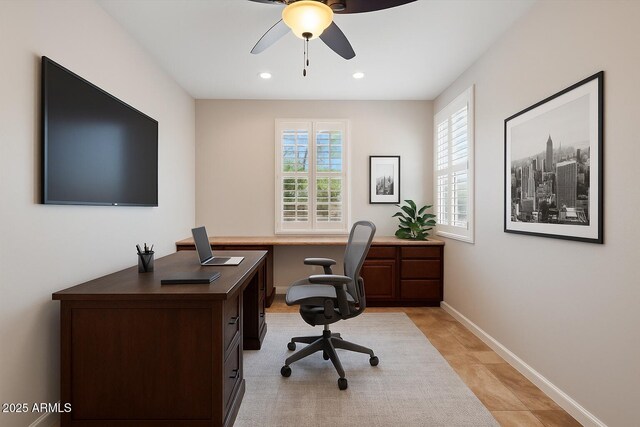 12727 W Lowden Rd, Peoria, AZ 85383 - office space with ceiling fan, recessed lighting, baseboards, and light tile patterned floors