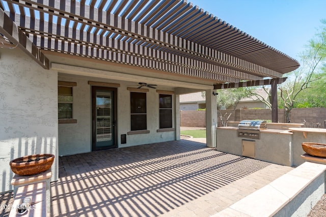 12727 W Lowden Rd, Peoria, AZ 85383 - view of patio featuring a pergola and a ceiling fan