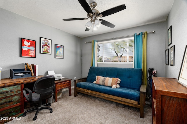 1027 E El Camino Dr, Phoenix, AZ 85020 - office space with carpet, a ceiling fan, and a textured ceiling