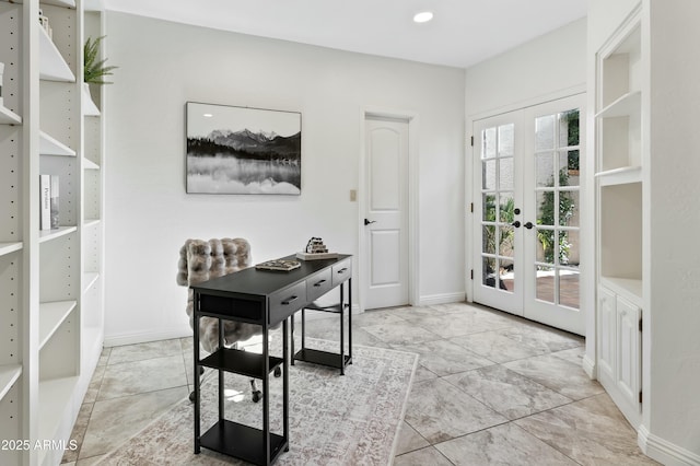 home office featuring french doors