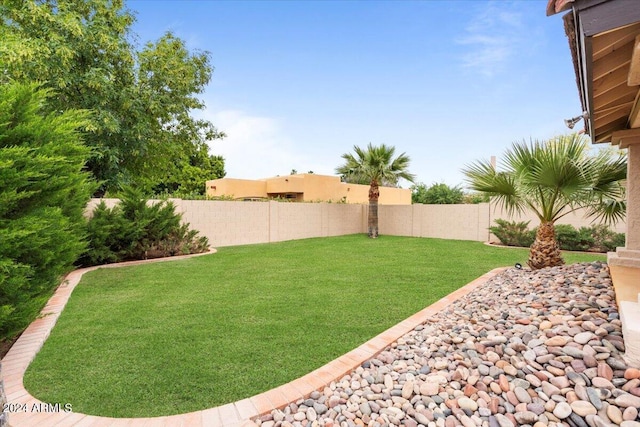 view of yard featuring a fenced backyard