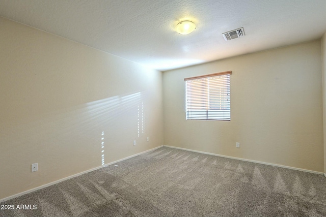 empty room with carpet floors and a textured ceiling