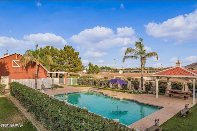 view of pool with a gazebo and a patio area