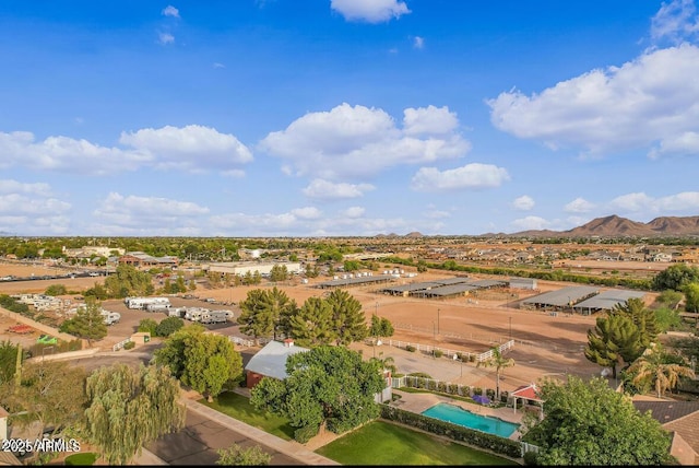 aerial view with a mountain view