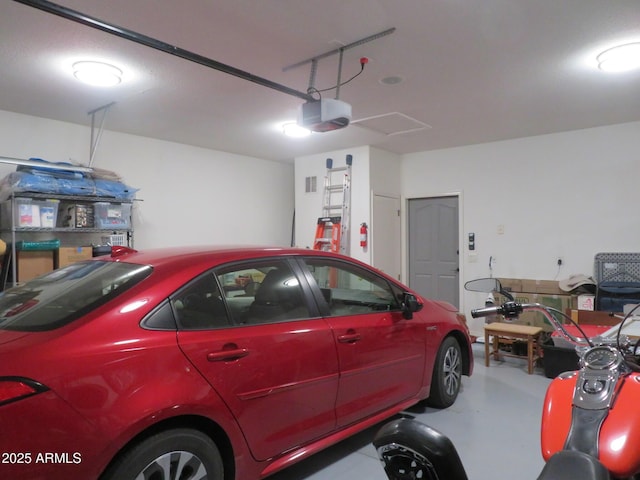 garage with a garage door opener