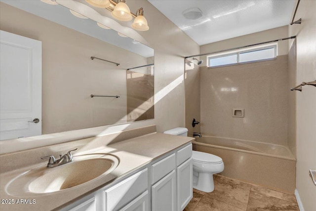 full bathroom with vanity, shower / washtub combination, and toilet