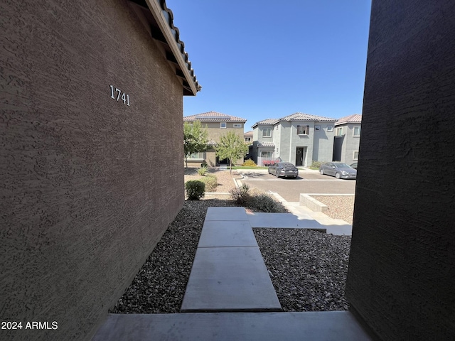 view of yard featuring a garage