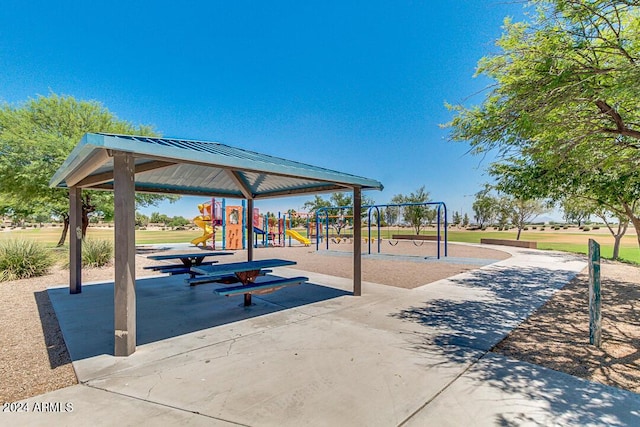 view of community featuring playground community