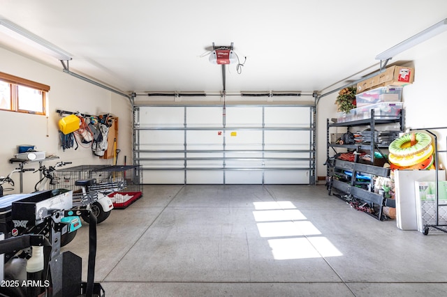 garage with a garage door opener