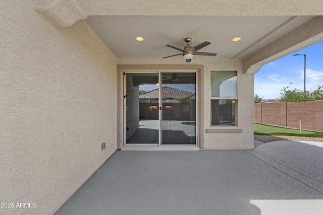 19203 W Jackson St, Buckeye, AZ 85326 - view of patio / terrace with a ceiling fan and fence
