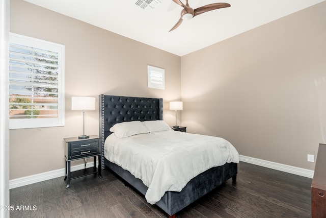 5428 E Windstone Trl, Cave Creek, AZ 85331 - bedroom featuring baseboards, dark wood-type flooring, and a ceiling fan