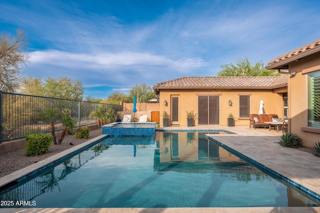 5428 E Windstone Trl, Cave Creek, AZ 85331 - view of swimming pool with a fenced backyard, a patio area, and a pool with connected hot tub