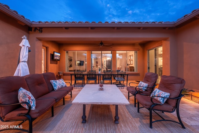 5428 E Windstone Trl, Cave Creek, AZ 85331 - view of patio / terrace featuring an outdoor hangout area, ceiling fan, and outdoor dining area