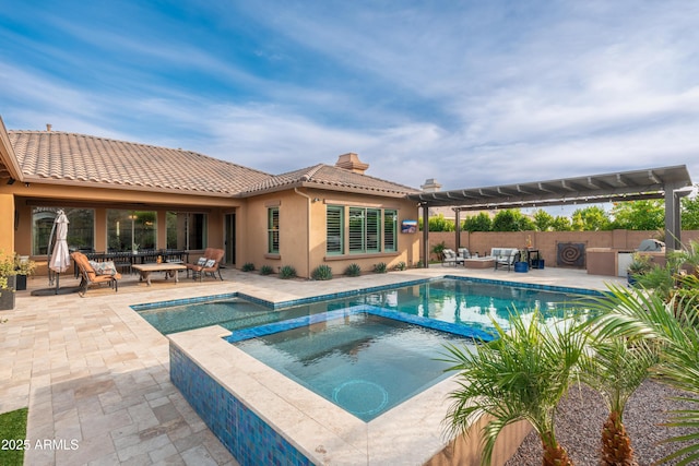 5428 E Windstone Trl, Cave Creek, AZ 85331 - view of pool with an outdoor living space, a pool with connected hot tub, and a patio area