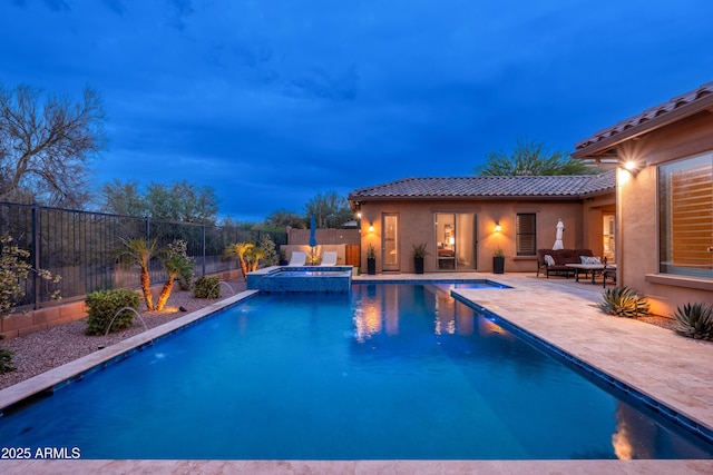 5428 E Windstone Trl, Cave Creek, AZ 85331 - view of pool with a patio, a fenced backyard, and a pool with connected hot tub