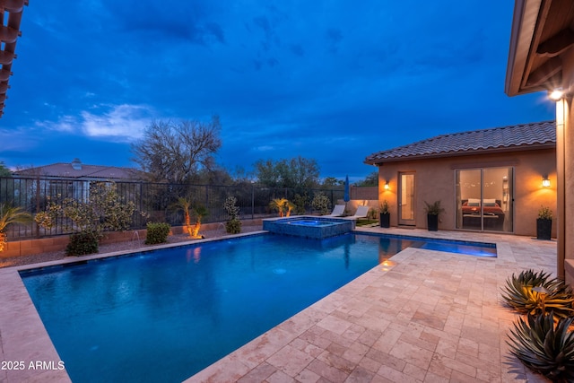 5428 E Windstone Trl, Cave Creek, AZ 85331 - view of swimming pool with a fenced backyard, a pool with connected hot tub, and a patio area