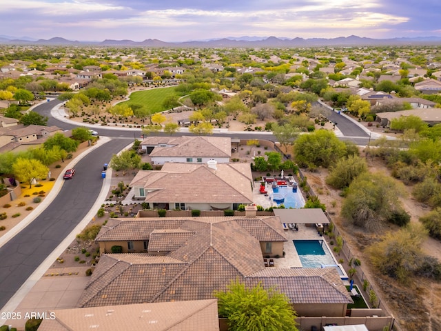 5428 E Windstone Trl, Cave Creek, AZ 85331 - aerial view of residential area with a mountain backdrop and a pool area