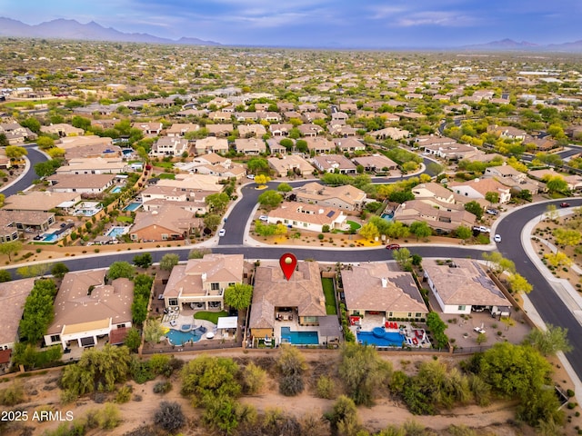 5428 E Windstone Trl, Cave Creek, AZ 85331 - aerial view of residential area featuring a mountain backdrop and a pool area