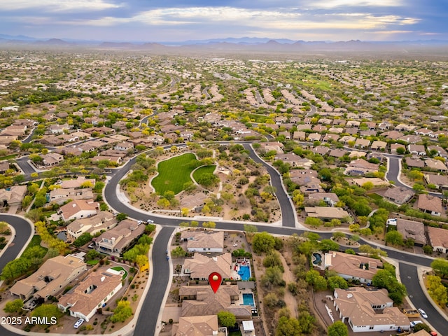 5428 E Windstone Trl, Cave Creek, AZ 85331 - aerial view of property's location with a mountain backdrop and nearby suburban area
