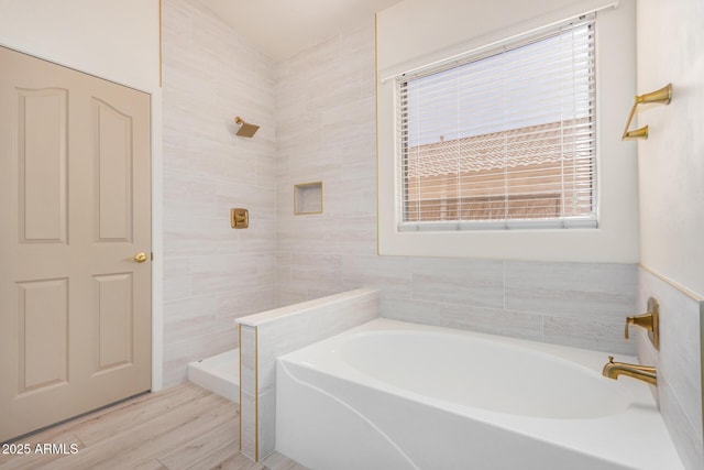 13020 W Highland Ave, Litchfield Park, AZ 85340 - full bath with a garden tub, wood finished floors, and tile walls