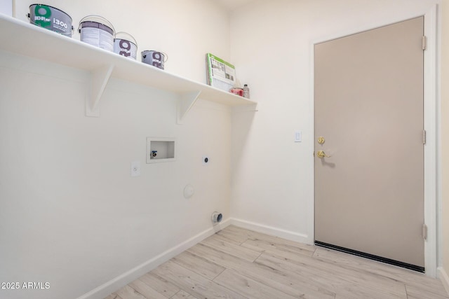 13020 W Highland Ave, Litchfield Park, AZ 85340 - washroom with electric dryer hookup, hookup for a washing machine, light wood finished floors, and hookup for a gas dryer