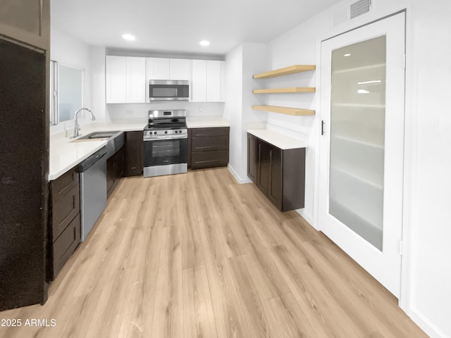 225 N Standage Unit 89, Mesa, AZ 85201 - kitchen with white cabinetry, a sink, appliances with stainless steel finishes, visible vents, and light wood-type flooring
