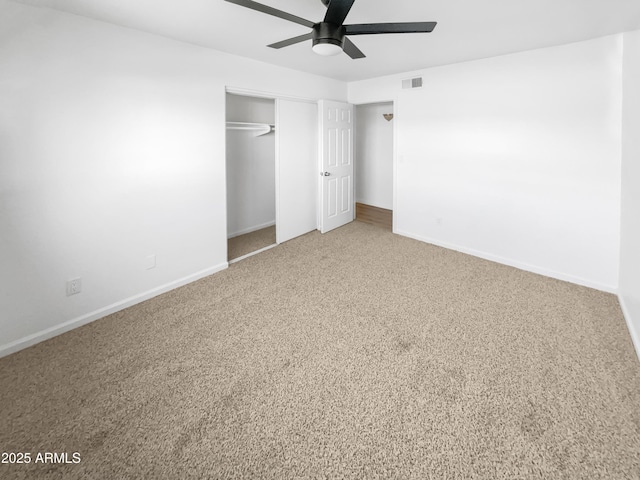 225 N Standage Unit 89, Mesa, AZ 85201 - unfurnished bedroom featuring baseboards, visible vents, carpet flooring, and a closet