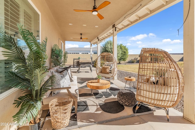 1409 E Dove Pl, Casa Grande, AZ 85122 - view of patio featuring ceiling fan and an outdoor hangout area