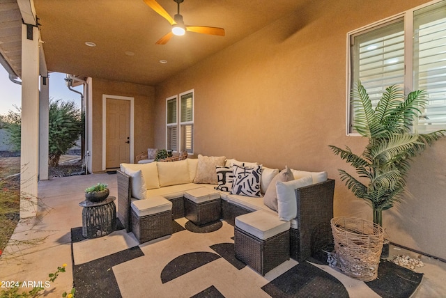 1409 E Dove Pl, Casa Grande, AZ 85122 - view of patio with outdoor lounge area and a ceiling fan