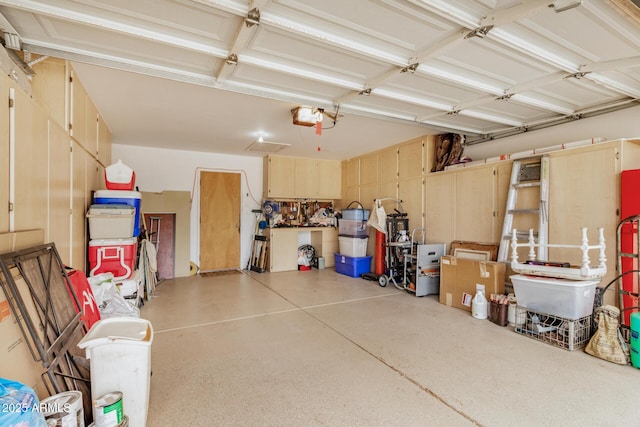 garage with a garage door opener