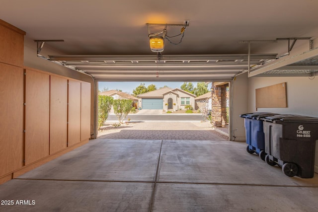 garage with a garage door opener