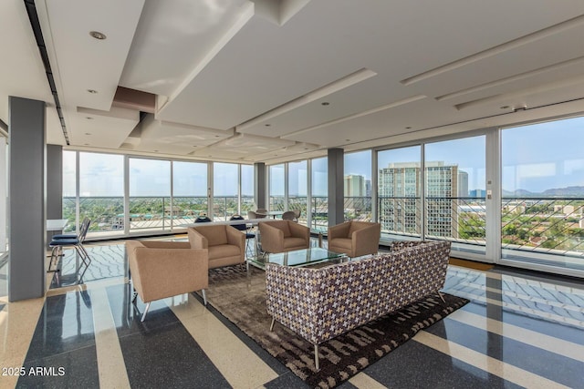 community lobby featuring a view of city