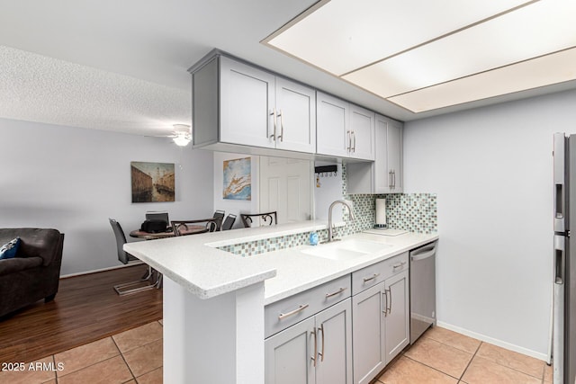 540 N May Unit 3117, Mesa, AZ 85201 - kitchen featuring a sink, gray cabinets, appliances with stainless steel finishes, and light tile patterned flooring