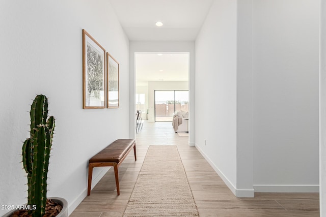 hall featuring light hardwood / wood-style flooring