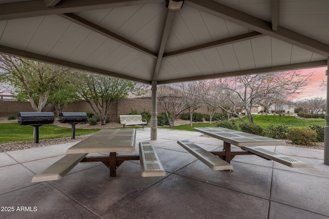 view of patio / terrace featuring fence and a gazebo