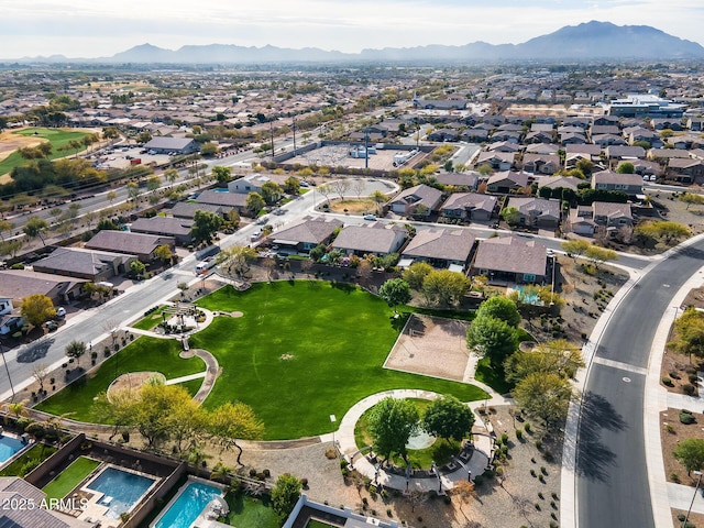 aerial view with a mountain view