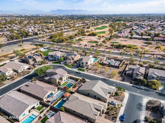 bird's eye view with a mountain view