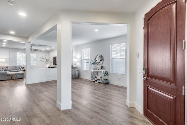 foyer with light hardwood / wood-style flooring