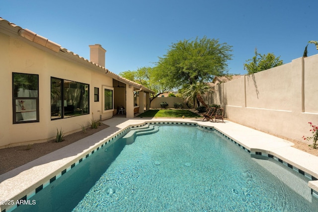 view of pool with a fenced in pool and a fenced backyard