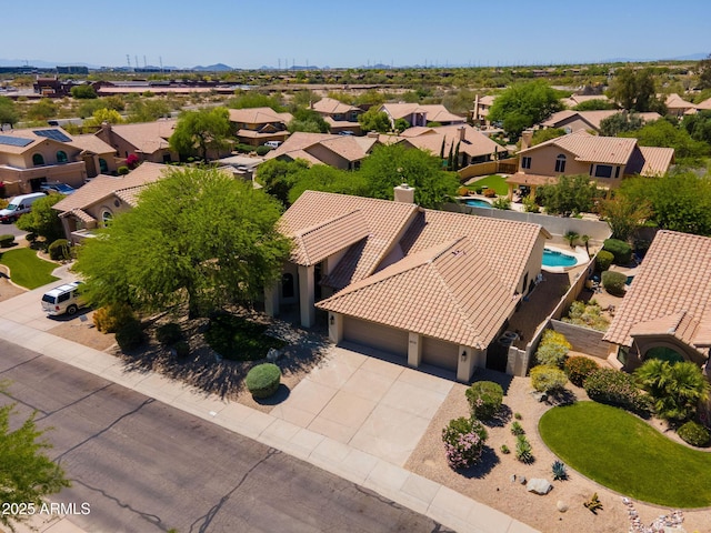 bird's eye view with a residential view