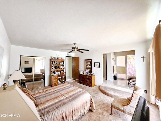 2201 E 7th St, Douglas, AZ 85607 - bedroom featuring light carpet and a ceiling fan