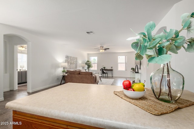 6515 W Hughes Dr, Phoenix, AZ 85043 - kitchen with ceiling fan and arched walkways