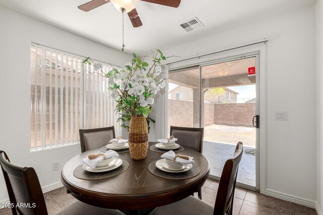 6515 W Hughes Dr, Phoenix, AZ 85043 - tiled dining room featuring baseboards and a ceiling fan